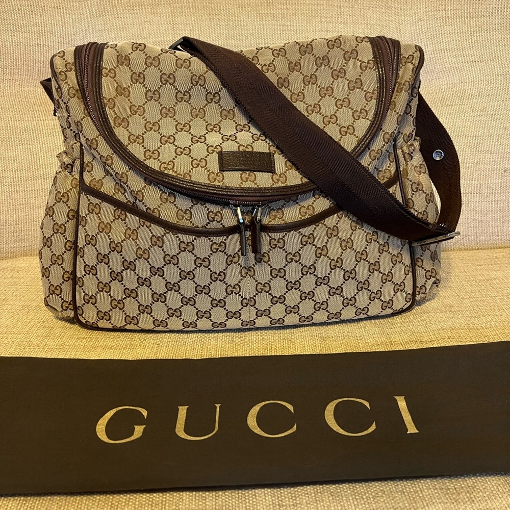 Authentic Gucci Diaper Bag GG Canvas Baby